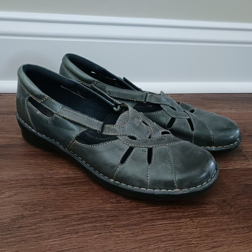 Clarks Bendables Sandals Womens 10M Nikki Regatta‎ Mary Janes Gray Leather